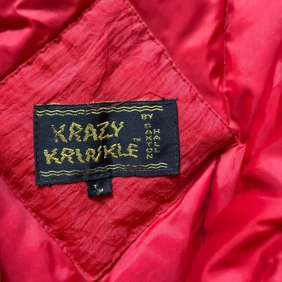 Krazy Krinkle Red vintage 80s puffer jacket with pockets Lrg. #puffer - Picture 4 of 7
